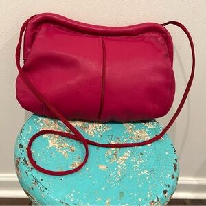 Vintage EMPRESS Leather Dark Pink Shoulder Crossbody Bag